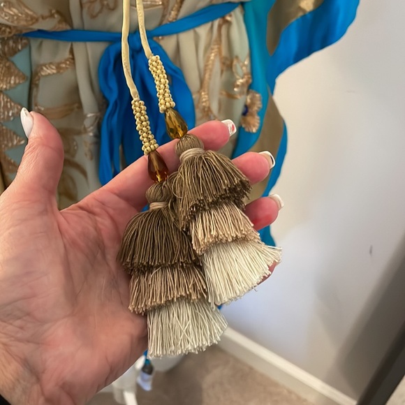 COPY - Shahida Parides Bloom Town Hi-Low Embellished Caftan NWTs. Teal Blue and… - Picture 7 of 12